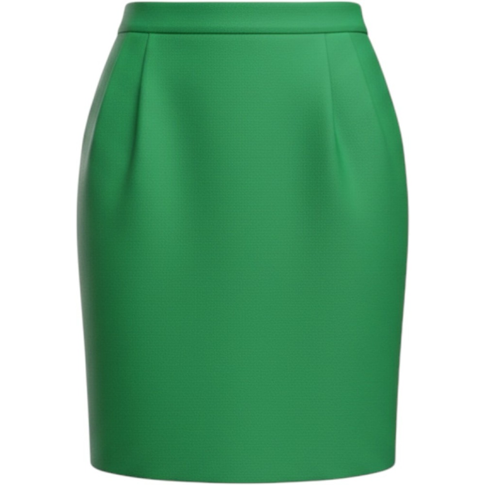 Vintage Emerald Green 100% Wool Pencil Skirt Petite 6P High Waist Pleated Lined